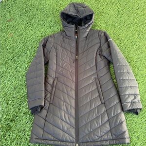 Columbia Women's Black Hooded Puffer Knee Length Coat